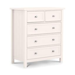 Maine - 3 + 2 Drawer Chest - White - Wooden - Happy Beds