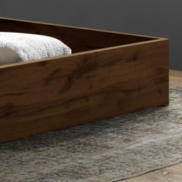 Halfden - Double - Boucle Winged Wooden Ottoman Storage Bed - Grey - Boucle Fabric - 4ft6 - thumbnail 6