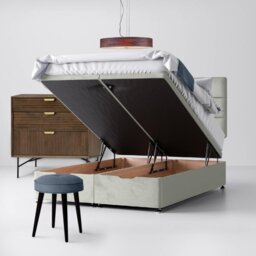 Single - Divan Bed and Cornell Lined Headboard - Light Grey - Velvet - 3ft - Happy Beds - thumbnail 4