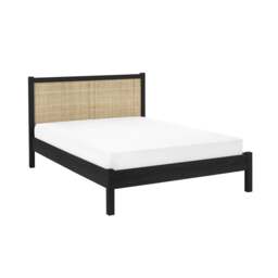 Padstow - Double - Rattan Bed - Black - Wooden - 4ft6 - Happy Beds - thumbnail 5