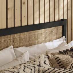 Padstow - Double - Rattan Bed - Black - Wooden - 4ft6 - Happy Beds - thumbnail 2