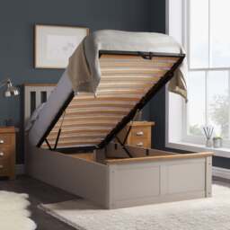 Phoenix - Double - Ottoman Storage Bed - Light Grey - Wooden - Double - Happy Beds - thumbnail 4