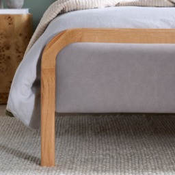 Amaya - King-Size - Low Foot-End Bed - Grey/Oak - Fabric/Wood - 5ft - thumbnail 5