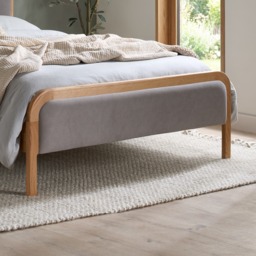 Amaya - King-Size - Low Foot-End Bed - Grey/Oak - Fabric/Wood - 5ft - thumbnail 4