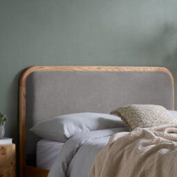 Amaya - King-Size - Low Foot-End Bed - Grey/Oak - Fabric/Wood - 5ft - thumbnail 2