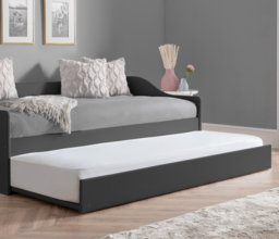 Elba - Single - Day Bed - Guest Bed Trundle - Dark Grey - Wooden - 3ft - Happy Beds - thumbnail 5