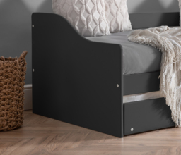 Elba - Single - Day Bed - Guest Bed Trundle - Dark Grey - Wooden - 3ft - Happy Beds - thumbnail 3