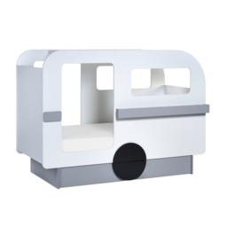Tourer - Single - Caravan Shaped Kids Bed with Shelving and Underbed Drawer - Grey/White - Wooden - 3ft - Happy Beds - thumbnail 7