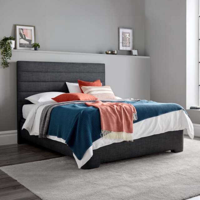 Appleby - Super King Size - Ottoman Storage Bed - Dark Grey - Fabric - 6ft - Happy Beds