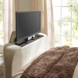 Kira - Double - 2 Drawer Storage TV Bed - White - Fabric - 4ft6 - Happy Beds - thumbnail 5