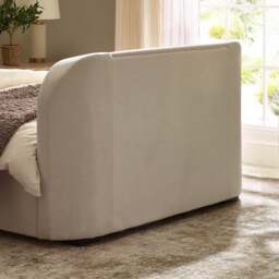 Kira - Double - 2 Drawer Storage TV Bed - White - Fabric - 4ft6 - Happy Beds - thumbnail 7