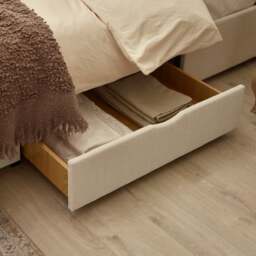 Kira - Double - 2 Drawer Storage TV Bed - White - Fabric - 4ft6 - Happy Beds - thumbnail 6
