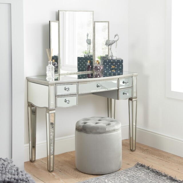 Elysee - Mirrored 4 Drawer Dressing Table - Mirror - Glass - Happy Beds by  Happy Beds | uFurnish.com