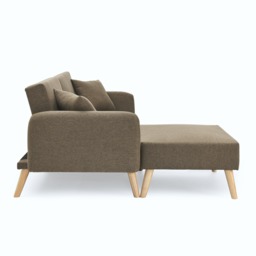 Zara - Two-Seater Sofa Bed with Matching Stool - Brown - Fabric - Two Seater - Happy Beds - thumbnail 6