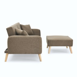 Zara - Two-Seater Sofa Bed with Matching Stool - Brown - Fabric - Two Seater - Happy Beds - thumbnail 7