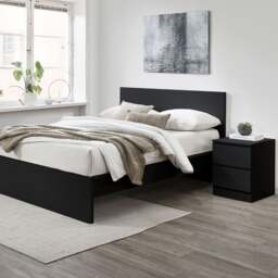 Oslo - 2 Drawer Bedside Table - Black - Wooden - Happy Beds - thumbnail 3