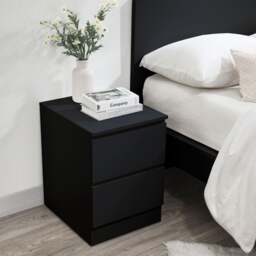 Oslo - 2 Drawer Bedside Table - Black - Wooden - Happy Beds - thumbnail 2