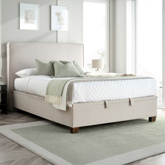 Newton - Super King Size - Ottoman Storage Bed - Stone Clay - Velvet - 6ft