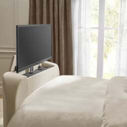 Hermione - Super King Size - Ottoman Storage TV Bed - Natural - Fabric - 6ft - thumbnail 8