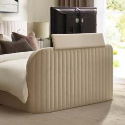 Hermione - Super King Size - Ottoman Storage TV Bed - Natural - Fabric - 6ft - thumbnail 7