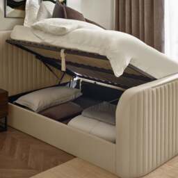 Hermione - Super King Size - Ottoman Storage TV Bed - Natural - Fabric - 6ft - thumbnail 3