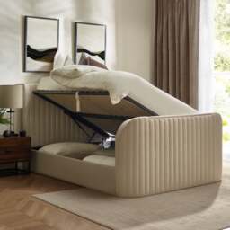 Hermione - Super King Size - Ottoman Storage TV Bed - Natural - Fabric - 6ft - thumbnail 2