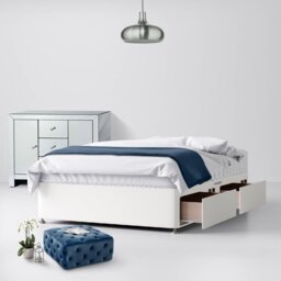 King Size - Divan Bed - White - Fabric - 5ft - Happy Beds - thumbnail 2
