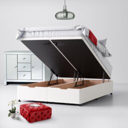 King Size - Divan Bed - White - Fabric - 5ft - Happy Beds - thumbnail 4