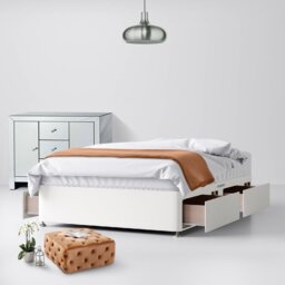King Size - Divan Bed - White - Fabric - 5ft - Happy Beds - thumbnail 3