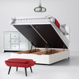 Super King Size - Divan Bed and Victor Buttoned Headboard - White - Fabric - 6ft - Happy Beds - thumbnail 5