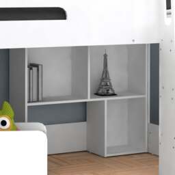 Kudl - Single – Mid Sleeper with Mini-Desk, Bookcase and Toybox - White - Wooden - 3ft - thumbnail 3