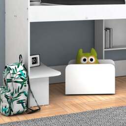Kudl - Single – Mid Sleeper with Mini-Desk, Bookcase and Toybox - White - Wooden - 3ft - thumbnail 5
