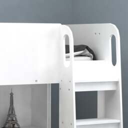 Kudl - Single – Mid Sleeper with Mini-Desk, Bookcase and Toybox - White - Wooden - 3ft - thumbnail 4