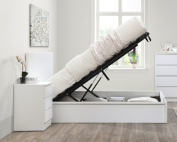 Oslo - King Size - Ottoman Storage Bed - White - Wooden - 5ft - Happy Beds - thumbnail 4