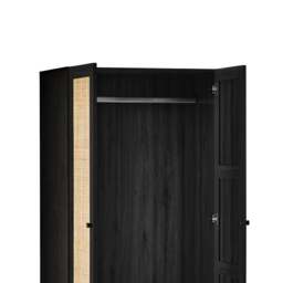 Padstow - Combination Wardrobe - Black - Wooden/Rattan - Happy Beds - thumbnail 8
