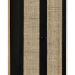 Padstow - Combination Wardrobe - Black - Wooden/Rattan - Happy Beds - thumbnail 5