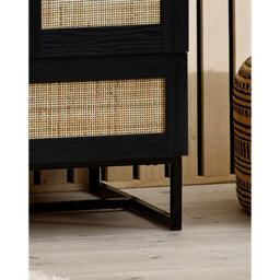 Padstow - Combination Wardrobe - Black - Wooden/Rattan - Happy Beds - thumbnail 3