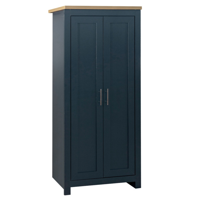 Highgate - 2 Door Wardrobe - Blue/Oak - Wooden - Happy Beds - image 1