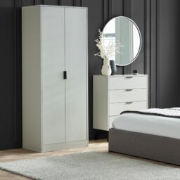 Alba – 2 Door Wardrobe – Silk Grey – Lacquered MDF - Happy Beds - thumbnail 1