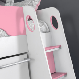 Pegasus - Single - Kids High Sleeper Bed - Wardrobe - Desk and Storage - Pink and White - Wooden - 3ft - Happy Beds - thumbnail 3