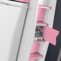 Pegasus - Single - Kids High Sleeper Bed - Wardrobe - Desk and Storage - Pink and White - Wooden - 3ft - Happy Beds - thumbnail 4