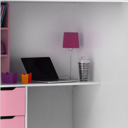 Pegasus - Single - Kids High Sleeper Bed - Wardrobe - Desk and Storage - Pink and White - Wooden - 3ft - Happy Beds - thumbnail 8