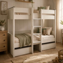 Celeste - Single - Bunk Bed with Two Underbed Drawers - Off-White - Wooden - 3ft