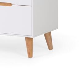 Alicia - 5 Drawer Bedside Table - White/Oak - Wooden - Happy Beds - thumbnail 4