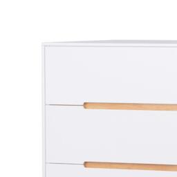 Alicia - 5 Drawer Bedside Table - White/Oak - Wooden - Happy Beds - thumbnail 3