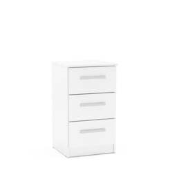 Lynx - Gloss 3 Drawer Bedside Table - White - Wooden - Happy Beds - thumbnail 2