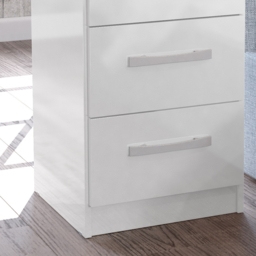 Lynx - Gloss 3 Drawer Bedside Table - White - Wooden - Happy Beds - thumbnail 4