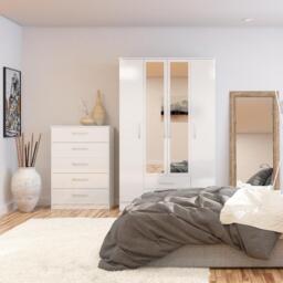 Lynx - Gloss 3 Drawer Bedside Table - White - Wooden - Happy Beds - thumbnail 6