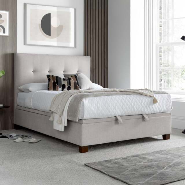 Walkworth – King Size – Fabric Ottoman Storage Bed - Clay - Fabric – 5ft – Happy Beds