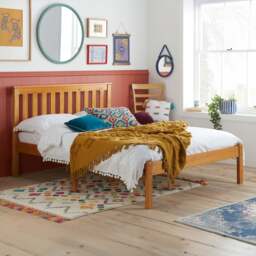 Denver - Small Double Antique Solid Pine Wooden Bed Frame - 4ft - - Happy Beds - thumbnail 1